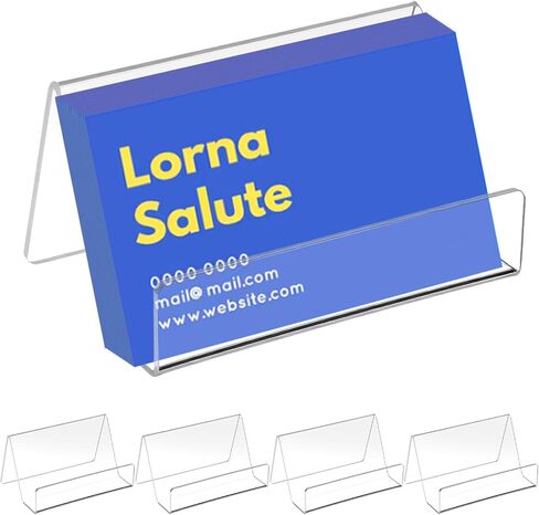 5Pcs Acrylic Business Card Holder for Desk, Card Stand, Desktop Business Card Holders for Exhibition, Office Cards Table Top Display Holders, Clear Plastic Name Cards Display Holder in Saudi Arabia