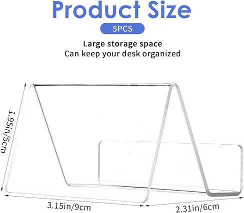 5Pcs Acrylic Business Card Holder for Desk, Card Stand, Desktop Business Card Holders for Exhibition, Office Cards Table Top Display Holders, Clear Plastic Name Cards Display Holder in Saudi Arabia