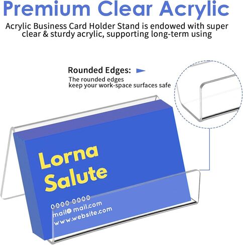 5Pcs Acrylic Business Card Holder for Desk, Card Stand, Desktop Business Card Holders for Exhibition, Office Cards Table Top Display Holders, Clear Plastic Name Cards Display Holder in Saudi Arabia