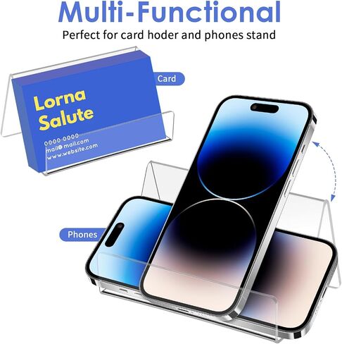 5Pcs Acrylic Business Card Holder for Desk, Card Stand, Desktop Business Card Holders for Exhibition, Office Cards Table Top Display Holders, Clear Plastic Name Cards Display Holder in Saudi Arabia