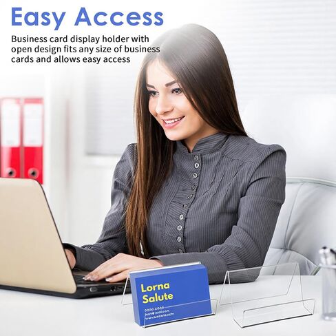 5Pcs Acrylic Business Card Holder for Desk, Card Stand, Desktop Business Card Holders for Exhibition, Office Cards Table Top Display Holders, Clear Plastic Name Cards Display Holder in Saudi Arabia