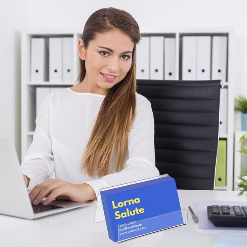 5Pcs Acrylic Business Card Holder for Desk, Card Stand, Desktop Business Card Holders for Exhibition, Office Cards Table Top Display Holders, Clear Plastic Name Cards Display Holder in Saudi Arabia