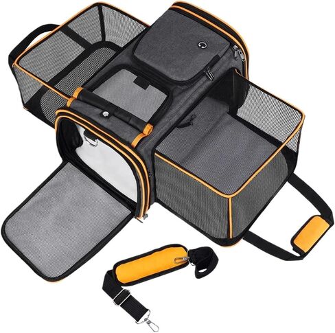 Pet Bag Large Reversible Expandable Cat and Dog Carrier - with Fleece pad and Pockets for Cats/Dogs up to 24 lbs Travel Pet Carrier Portable in Kuwait