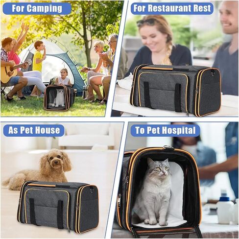Pet Bag Large Reversible Expandable Cat and Dog Carrier - with Fleece pad and Pockets for Cats/Dogs up to 24 lbs Travel Pet Carrier Portable in Kuwait