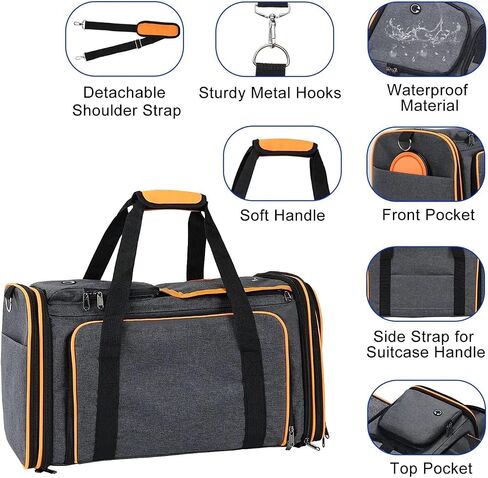Pet Bag Large Reversible Expandable Cat and Dog Carrier - with Fleece pad and Pockets for Cats/Dogs up to 24 lbs Travel Pet Carrier Portable in Kuwait
