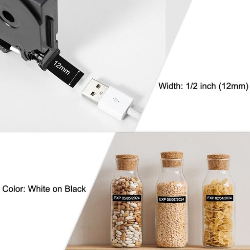 Labelife Replacement for Brother P Touch Label Tape TZe-231 Black on White Label Tape and TZe-335 White on Black Label Tape, Total 10-Pack, 12mm x 8m in Saudi Arabia