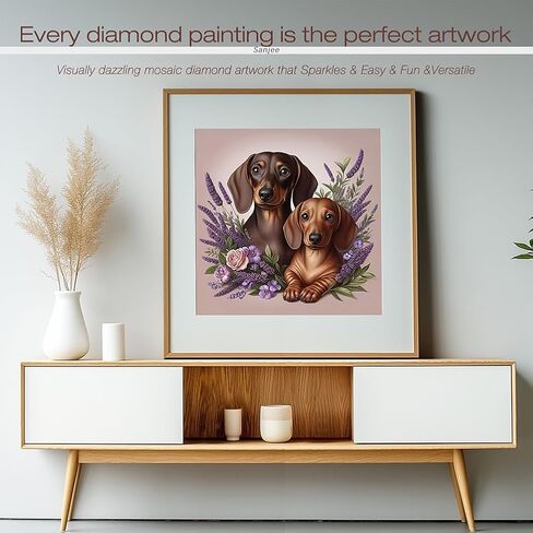 Sanjee Dogs Diamond Art Kits للبالغين ، مجموعات الطلاء الماس للمبتدئين ، 5D DIY Round Full Drill Gem Great Frants for Home Wall Decor Gift ، 12 × 12 بوصة in Saudi Arabia