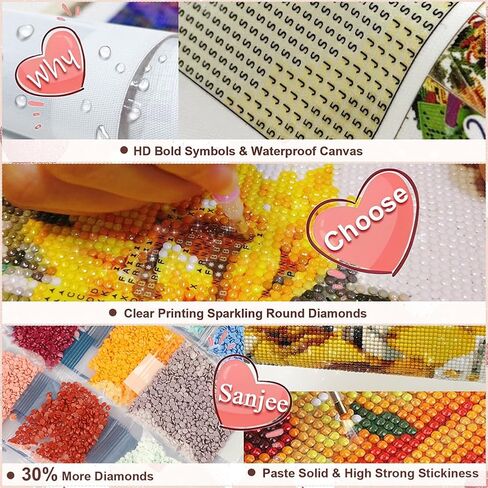 Sanjee Dogs Diamond Art Kits للبالغين ، مجموعات الطلاء الماس للمبتدئين ، 5D DIY Round Full Drill Gem Great Frants for Home Wall Decor Gift ، 12 × 12 بوصة in Saudi Arabia