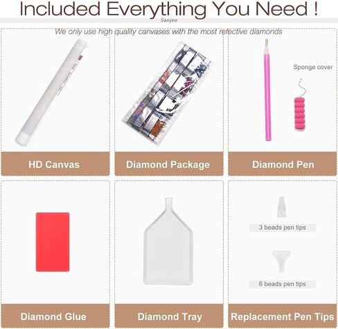 Sanjee Dogs Diamond Art Kits للبالغين ، مجموعات الطلاء الماس للمبتدئين ، 5D DIY Round Full Drill Gem Great Frants for Home Wall Decor Gift ، 12 × 12 بوصة in Saudi Arabia