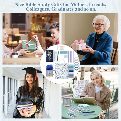 30 Pcs Bible Study Supplies for Customer Service Week Boss's Day Gift Church Boho Bible Journaling Kit with Christian Coffee Mug Canvas Bag Notebook Highlighter Pen Sticky Note(Blue) in Saudi Arabia