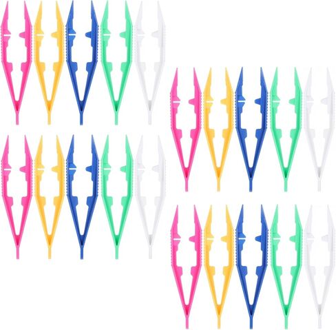 FdcLixuvol 20 Pcs Plastic Tweezers Beads Tweezers, 5 Assorted Colors 4.3 Inch Craft Forceps Kids for DIY Craft Jewelry Making, Family, Home, Classroom, School, Beading Project, Creative Game in Saudi Arabia