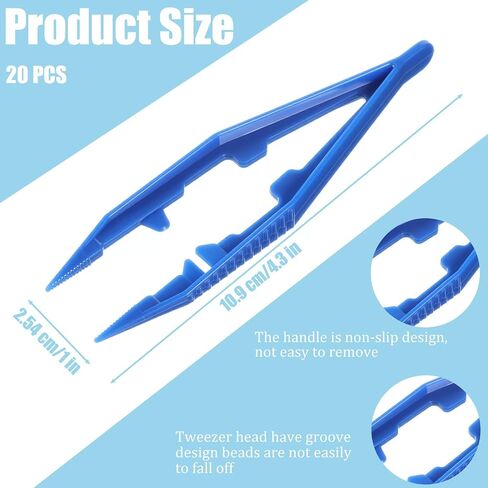 FdcLixuvol 20 Pcs Plastic Tweezers Beads Tweezers, 5 Assorted Colors 4.3 Inch Craft Forceps Kids for DIY Craft Jewelry Making, Family, Home, Classroom, School, Beading Project, Creative Game in Saudi Arabia