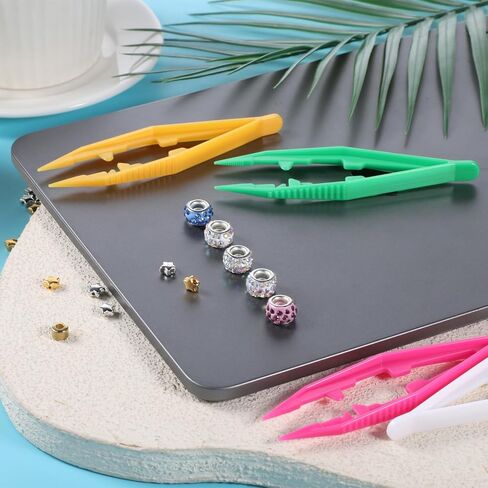 FdcLixuvol 20 Pcs Plastic Tweezers Beads Tweezers, 5 Assorted Colors 4.3 Inch Craft Forceps Kids for DIY Craft Jewelry Making, Family, Home, Classroom, School, Beading Project, Creative Game in Saudi Arabia