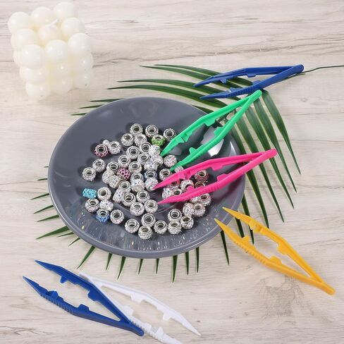 FdcLixuvol 20 Pcs Plastic Tweezers Beads Tweezers, 5 Assorted Colors 4.3 Inch Craft Forceps Kids for DIY Craft Jewelry Making, Family, Home, Classroom, School, Beading Project, Creative Game in Saudi Arabia
