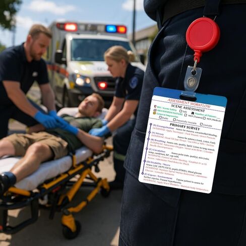 EMT Pocket Guide & Paramedic Flashcards - 16-Side Set of EMT Cards with Medical References for Work & School Essentials - 2025 Edition Badge Cards for EMS & First Responders in Saudi Arabia