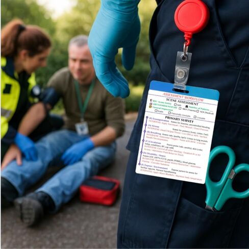 EMT Pocket Guide & Paramedic Flashcards - 16-Side Set of EMT Cards with Medical References for Work & School Essentials - 2025 Edition Badge Cards for EMS & First Responders in Saudi Arabia
