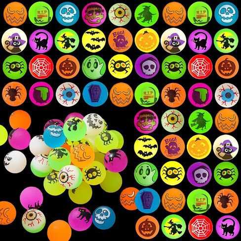 100Pcs Halloween Bouncy Balls, Glow in The Dark Bouncing Balls Eyeballs for Halloween Party Favors,Goodie Bag Fillers, Trick or Treating, Classroom Game Prizes in Kuwait