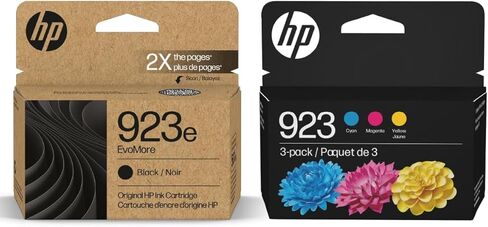 HP Original 923e Evomore Black / 923 Tri-Color Ink Cartridges (2 pack) | يعمل مع سلسلة الطابعة: OfficeJet 8120 ، OfficeJet Pro 8130 | كربون محايد | C84Qyln in Saudi Arabia