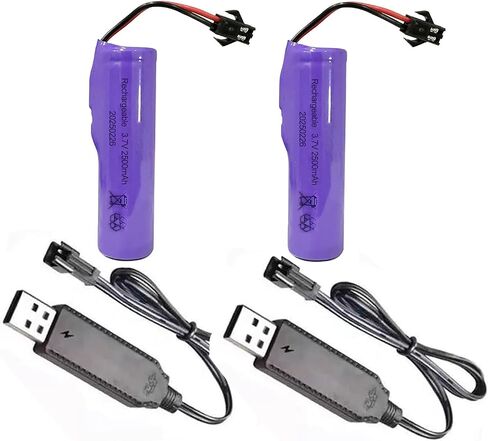 3.7V 2.5AH بطارية LI-ION القابلة لإعادة الشحن مع كابل شاحن USB （2 حزمة） in Kuwait