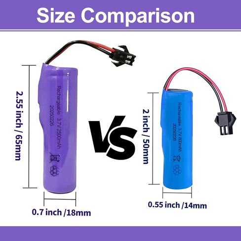 3.7V 2.5AH بطارية LI-ION القابلة لإعادة الشحن مع كابل شاحن USB （2 حزمة） in Kuwait