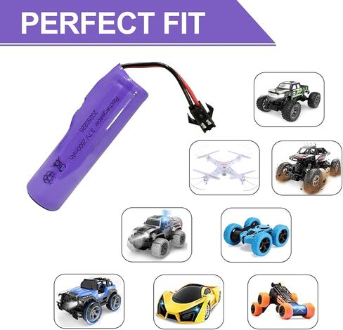 3.7V 2.5AH بطارية LI-ION القابلة لإعادة الشحن مع كابل شاحن USB （2 حزمة） in Kuwait