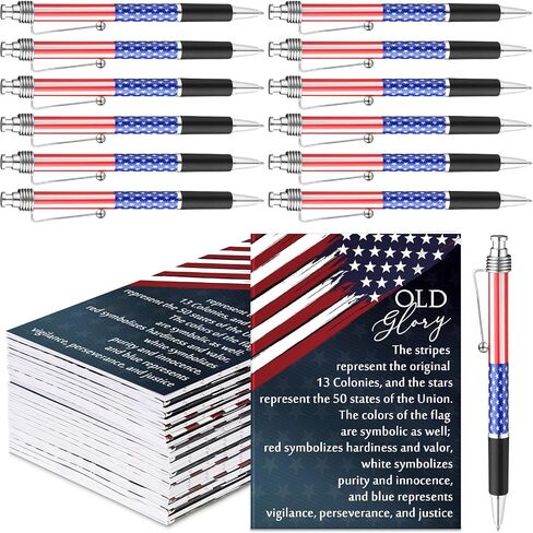 24 Set Veterans Day Gifts Bulk Stars Stripes Notebook American Flag Ballpoint Pens Metal Retractable Pens USA Patriotic Themed Stationery for Home Office Party Favors Souvenirs Supplies in Saudi Arabia