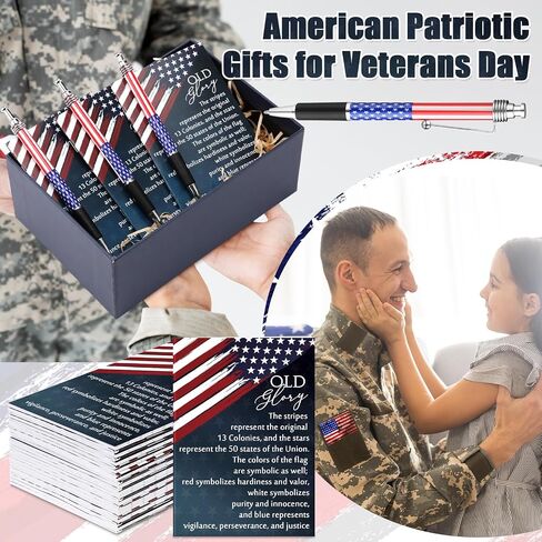 24 Set Veterans Day Gifts Bulk Stars Stripes Notebook American Flag Ballpoint Pens Metal Retractable Pens USA Patriotic Themed Stationery for Home Office Party Favors Souvenirs Supplies in Saudi Arabia