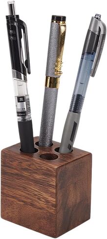 MAYJOYDIY Walnut Horizontal Pen Holder Rectangle Pen Holder Wooden Desk Organizer Pencil Holder with 6 Groove Stylish Vintage Fountain Pen Tray for Home Office Classroom Desktop Accessories in Kuwait