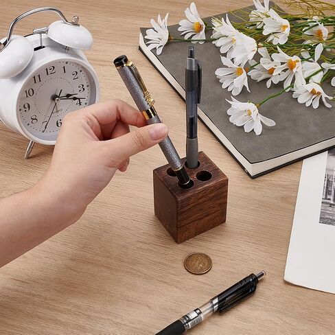 MAYJOYDIY Walnut Horizontal Pen Holder Rectangle Pen Holder Wooden Desk Organizer Pencil Holder with 6 Groove Stylish Vintage Fountain Pen Tray for Home Office Classroom Desktop Accessories in Kuwait