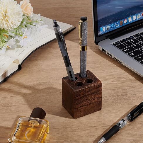 MAYJOYDIY Walnut Horizontal Pen Holder Rectangle Pen Holder Wooden Desk Organizer Pencil Holder with 6 Groove Stylish Vintage Fountain Pen Tray for Home Office Classroom Desktop Accessories in Kuwait