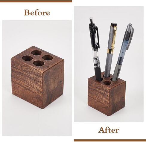 MAYJOYDIY Walnut Horizontal Pen Holder Rectangle Pen Holder Wooden Desk Organizer Pencil Holder with 6 Groove Stylish Vintage Fountain Pen Tray for Home Office Classroom Desktop Accessories in Kuwait