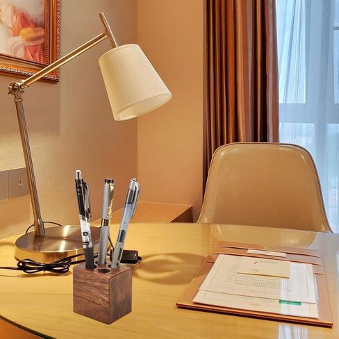 MAYJOYDIY Walnut Horizontal Pen Holder Rectangle Pen Holder Wooden Desk Organizer Pencil Holder with 6 Groove Stylish Vintage Fountain Pen Tray for Home Office Classroom Desktop Accessories in Kuwait