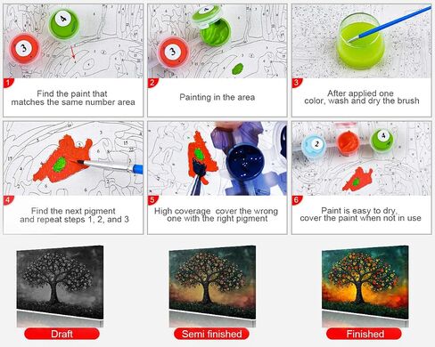 TUMOVO Adults Paint by Number Kit Blooming Tree Symbolic Art Strength Growth Power Canvas Brushes Acrylic Paints Mindfulness Practice Spiritual Growth Creative Gift for Inner Strength 16x20 Inch in Saudi Arabia