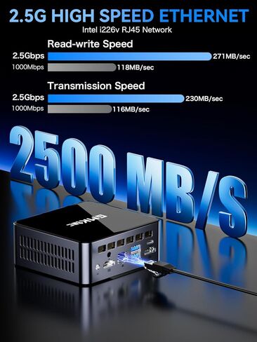 GMKtec Mini PC Intel Core i5 12450H (up to 4.4GHz) Windows 11 Pro Desktop Mini Computers 16GB DDR4 Dual Channel 512GB Hard Drive SSD, 2X HDMI 4K, 4X USB 3.2, USB-C, WiFi 6, BT 5.2, Ethernet 2.5G LAN in Kuwait