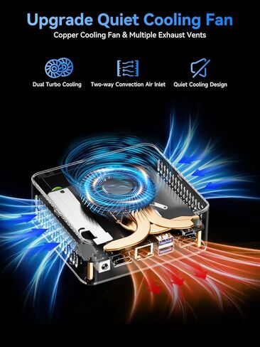 GMKtec Mini PC Intel Core i5 12450H (up to 4.4GHz) Windows 11 Pro Desktop Mini Computers 16GB DDR4 Dual Channel 512GB Hard Drive SSD, 2X HDMI 4K, 4X USB 3.2, USB-C, WiFi 6, BT 5.2, Ethernet 2.5G LAN in Kuwait