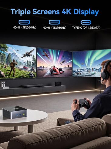 GMKtec Mini PC Intel Core i5 12450H (up to 4.4GHz) Windows 11 Pro Desktop Mini Computers 16GB DDR4 Dual Channel 512GB Hard Drive SSD, 2X HDMI 4K, 4X USB 3.2, USB-C, WiFi 6, BT 5.2, Ethernet 2.5G LAN in Kuwait