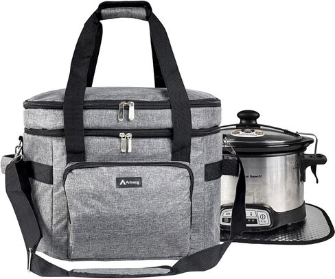 Double Layer Slow Cooker Bags for 5-8 Quart Crock Pots - Insulated Travel Carrier with Fixators, Base Pad, and Shoulder Strap - Suitable for Small and Large Slow Cookers (rose red) in Saudi Arabia