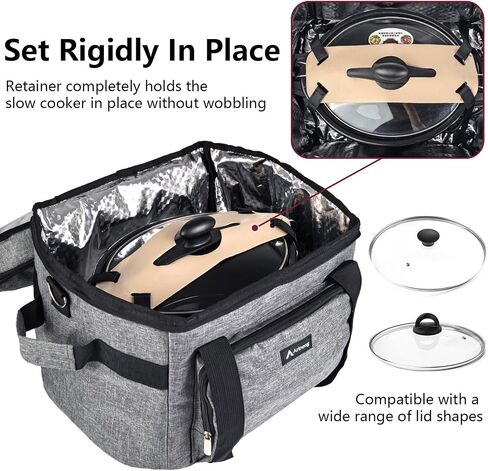 Double Layer Slow Cooker Bags for 5-8 Quart Crock Pots - Insulated Travel Carrier with Fixators, Base Pad, and Shoulder Strap - Suitable for Small and Large Slow Cookers (rose red) in Saudi Arabia