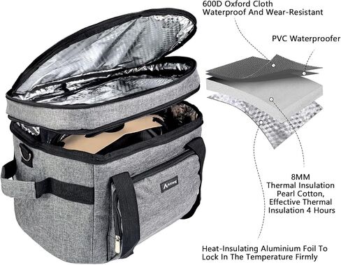 Double Layer Slow Cooker Bags for 5-8 Quart Crock Pots - Insulated Travel Carrier with Fixators, Base Pad, and Shoulder Strap - Suitable for Small and Large Slow Cookers (rose red) in Saudi Arabia