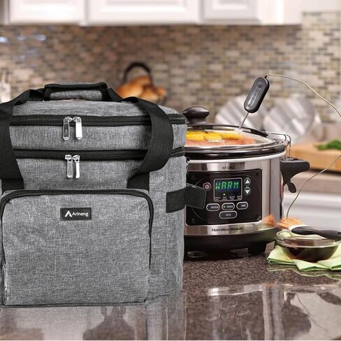Double Layer Slow Cooker Bags for 5-8 Quart Crock Pots - Insulated Travel Carrier with Fixators, Base Pad, and Shoulder Strap - Suitable for Small and Large Slow Cookers (rose red) in Saudi Arabia