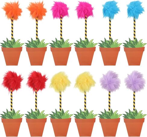 24 PCS Fluffy Fuzzy Abels و Flower Pot Notebooks ، Pompom Pens Collty Cute Notepad Gift Liting for Birthday Party Favors Suppors Supplies in Saudi Arabia