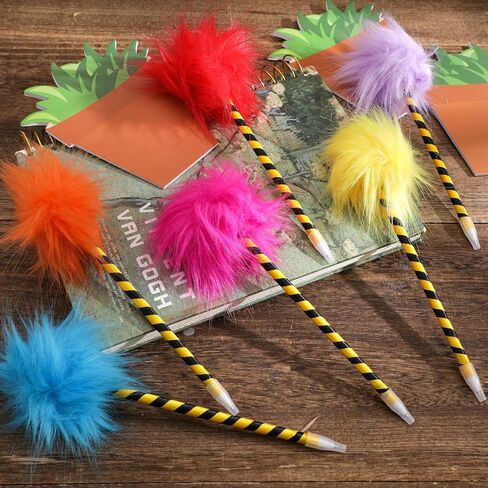 24 PCS Fluffy Fuzzy Abels و Flower Pot Notebooks ، Pompom Pens Collty Cute Notepad Gift Liting for Birthday Party Favors Suppors Supplies in Saudi Arabia