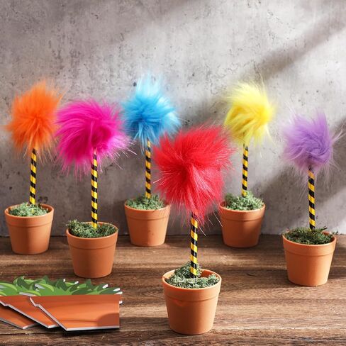 24 PCS Fluffy Fuzzy Abels و Flower Pot Notebooks ، Pompom Pens Collty Cute Notepad Gift Liting for Birthday Party Favors Suppors Supplies in Saudi Arabia