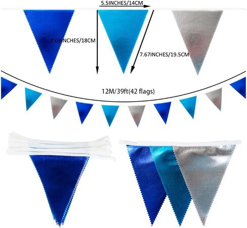 Zwiebeco 39ft Navy Blue Silver Glitter Fabric Fabric Banting Banner Banner Banngle Banner Banner for Birthday Wedding Baby Shower Treed Ahoy Achor secorts party scensions supplies in Kuwait