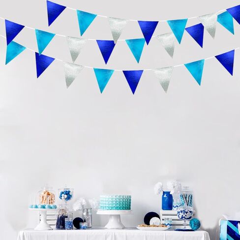 Zwiebeco 39ft Navy Blue Silver Glitter Fabric Fabric Banting Banner Banner Banngle Banner Banner for Birthday Wedding Baby Shower Treed Ahoy Achor secorts party scensions supplies in Kuwait