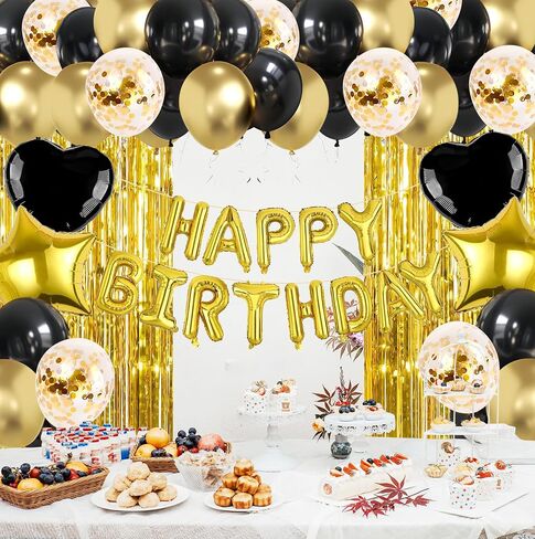 Silver Birthday Party Decorations - Sweet 16 21st Women Girls Happy Birthday Banner, Fringe Curtains, Heart Star Foil Confetti Balloons Backdrop Supplies in Saudi Arabia