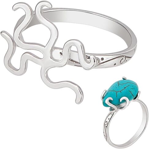 Benecreat 925 Sterling Silver 5 Claws Ring Pray Ring Base Base ، قاعدة خاتم فارغة قابلة للتعديل لإنشاء أحجار الأحجار الكريمة غير النظامية ، خاتم المجوهرات المصنوعة يدوياً in Saudi Arabia