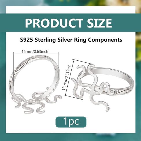 Benecreat 925 Sterling Silver 5 Claws Ring Pray Ring Base Base ، قاعدة خاتم فارغة قابلة للتعديل لإنشاء أحجار الأحجار الكريمة غير النظامية ، خاتم المجوهرات المصنوعة يدوياً in Saudi Arabia