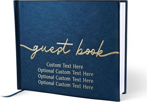 ترويج دفتر زوار مخصص للحفلات (Sapphire Blue) - 110 صفحة مبطنة في غطاء صلبة من الجلد الخالي من الخشب - كتب ضيوف الزفاف تسجيل الدخول والصور ، استحمام الطفل ، عيد ميلاد أو التخرج in Kuwait