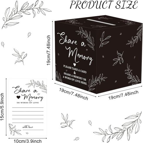 Pajean 50 PCS شارك بطاقات الذاكرة لمجموعات الحياة ، مربع بطاقات الذاكرة لأفكار الضيف جنازة التخرج الزفاف الزفاف للذكرى عيد ميلاد التقاعد (الأسود ، الذهب) in Saudi Arabia